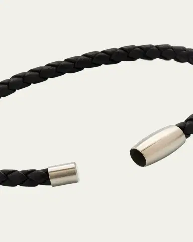 Jan Leslie Men's Magnetic Woven Leather Bracelet | Thumbnail 4