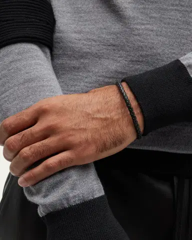 Jan Leslie Men's Magnetic Woven Leather Bracelet | Thumbnail 5