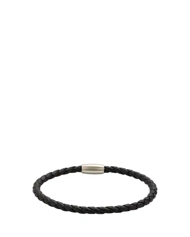 Jan Leslie Men's Magnetic Woven Leather Bracelet