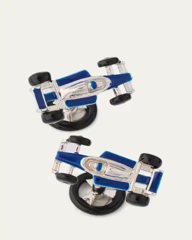 Jan Leslie Men's Sterling Silver Enamel Race Car Cufflinks | Thumbnail 3