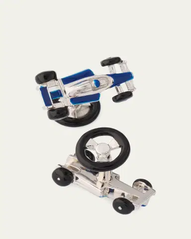 Jan Leslie Men's Sterling Silver Enamel Race Car Cufflinks | Thumbnail 4