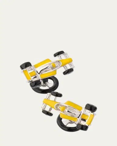 Jan Leslie Men's Sterling Silver Enamel Race Car Cufflinks | Thumbnail 3