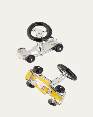 Jan Leslie Men's Sterling Silver Enamel Race Car Cufflinks | Thumbnail 4