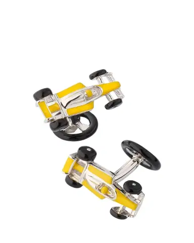 Jan Leslie Men's Sterling Silver Enamel Race Car Cufflinks | Thumbnail 1