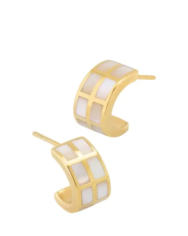 Jan Leslie Dash Rectangle Gemstone Huggie Earrings