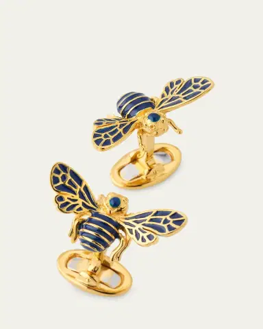 Jan Leslie Men's 18K Gold Vermeil and Enamel Bee Cufflinks | Thumbnail 3