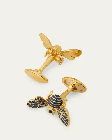 Jan Leslie Men's 18K Gold Vermeil and Enamel Bee Cufflinks | Thumbnail 4