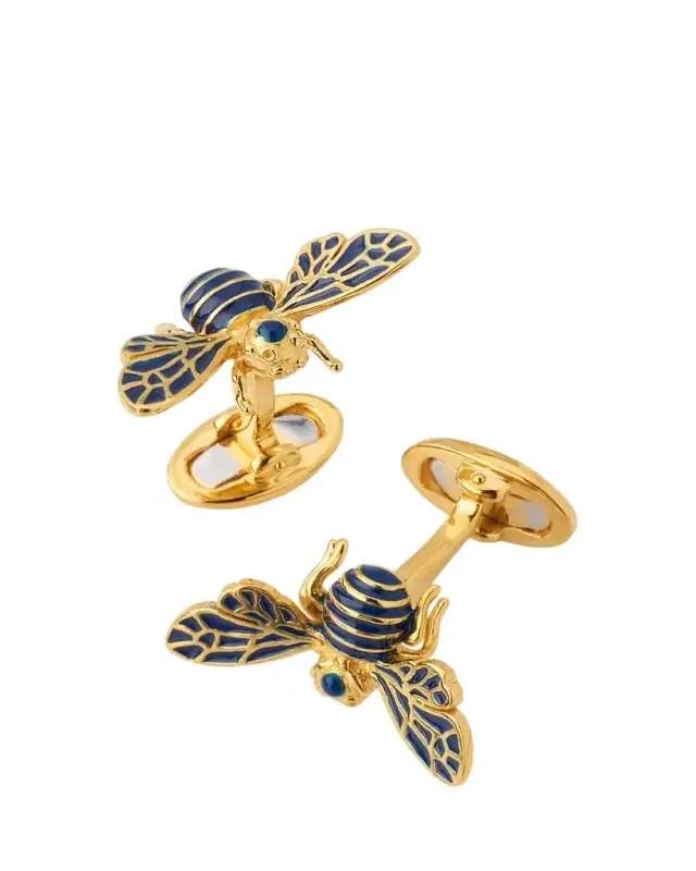 Jan Leslie Men's 18K Gold Vermeil and Enamel Bee Cufflinks