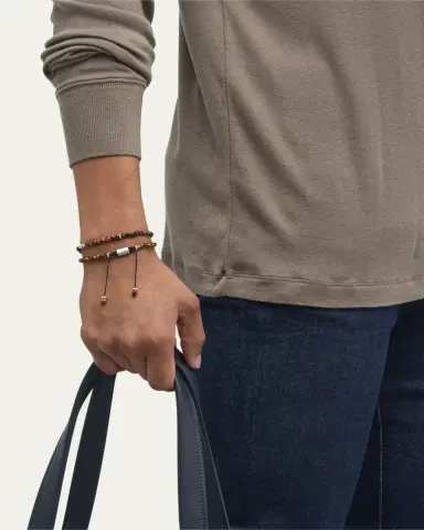 Jan Leslie Men's Tiger's Eye and Silver Double-Wrap Beaded Bracelet | Thumbnail 5 Jan Leslie Men's Tiger's Eye and Silver Double-Wrap Beaded Bracelet | Thumbnail 5