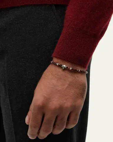 Jan Leslie Men's Gemstone Skull Beaded Bracelet | Thumbnail 2