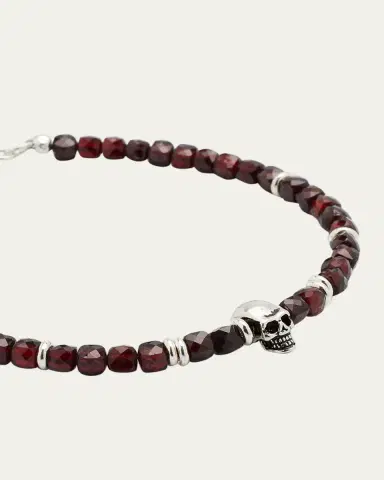 Jan Leslie Men's Gemstone Skull Beaded Bracelet | Thumbnail 3