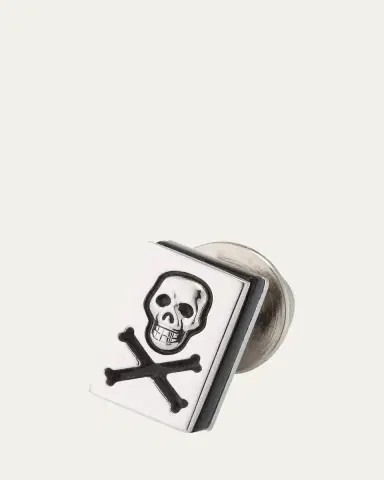 Jan Leslie Men's Sterling Silver Skull and Crossbones Lapel Pin | Thumbnail 3