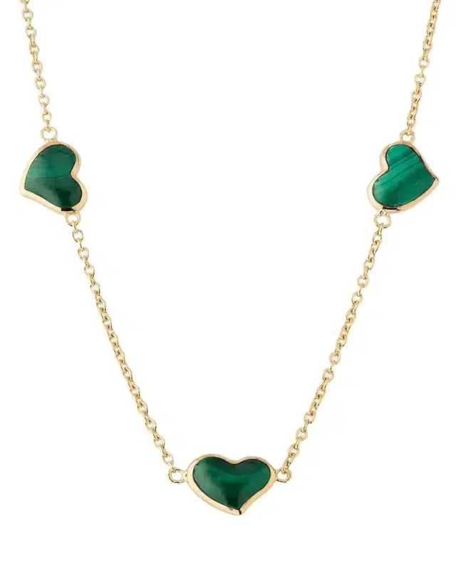 Jan Leslie 18K Gold Plated Triple Station Heart Necklace, 20"L