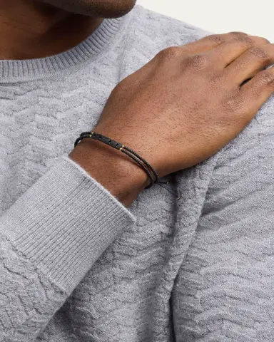 Jan Leslie Men's Glass Micro-Bead Pull Cord Bracelet | Thumbnail 2