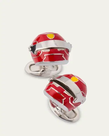 Jan Leslie Men's Race Car Helmet Enamel and Sterling Silver Cufflinks | Thumbnail 2
