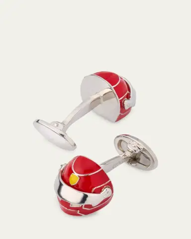 Jan Leslie Men's Race Car Helmet Enamel and Sterling Silver Cufflinks | Thumbnail 3