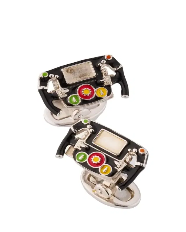 Jan Leslie Men's Race Car Dashboard Enamel and Sterling Silver Cufflinks