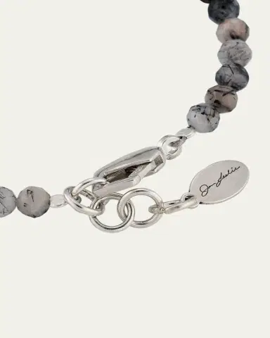 Jan Leslie Men's Rutliated Quartz Beaded Bracelet with Grey Pearl | Thumbnail 4