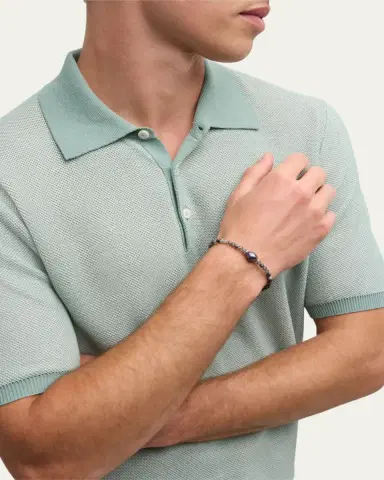Jan Leslie Men's Rutliated Quartz Beaded Bracelet with Grey Pearl | Thumbnail 5