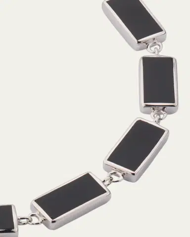 Jan Leslie Men's Sterling Silver and Rectangle Black Onyx Bracelet | Thumbnail 3