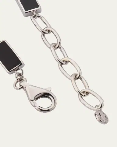 Jan Leslie Men's Sterling Silver and Rectangle Black Onyx Bracelet | Thumbnail 4