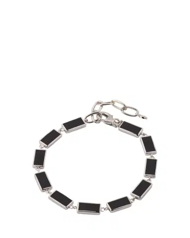 Jan Leslie Men's Sterling Silver and Rectangle Black Onyx Bracelet | Thumbnail 1