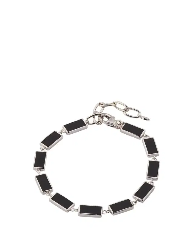 Jan Leslie Men's Sterling Silver and Rectangle Black Onyx Bracelet