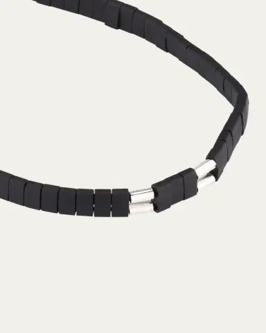 Jan Leslie Men's Sterling Silver and Chiclet Beaded Pull Cord Bracelet | Thumbnail 3