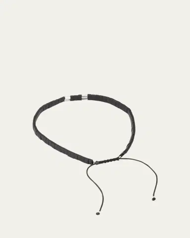 Jan Leslie Men's Sterling Silver and Chiclet Beaded Pull Cord Bracelet | Thumbnail 4