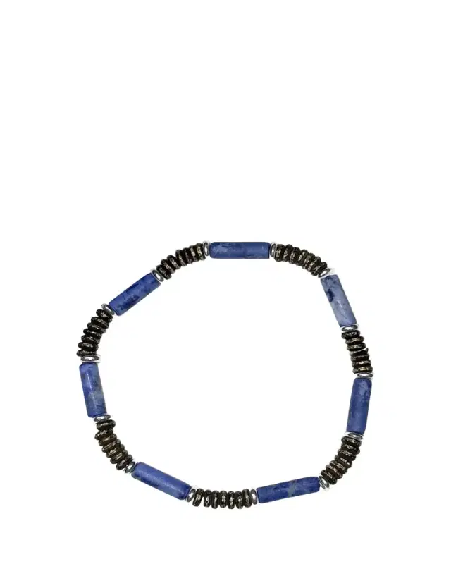 Jan Leslie Men's Cylinder Gemstone Beaded Bracelet
