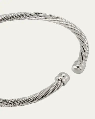 Jan Leslie Men's Adjustable Sterling Silver and Stainless Steel Twisted Cable Cuff Bracelet | Thumbnail 4
