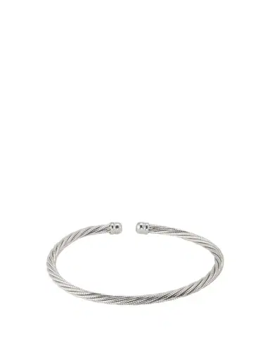 Jan Leslie Men's Adjustable Sterling Silver and Stainless Steel Twisted Cable Cuff Bracelet | Thumbnail 1