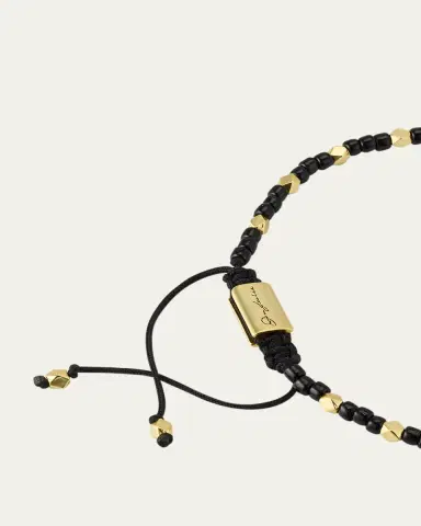 Jan Leslie Men's Gold-Tone Sterling Silver and Glass Beaded Pull Cord Bracelet | Thumbnail 4