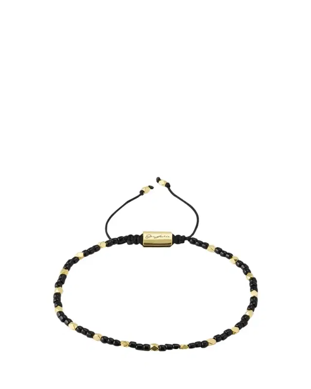 Jan Leslie Men's Gold-Tone Sterling Silver and Glass Beaded Pull Cord Bracelet