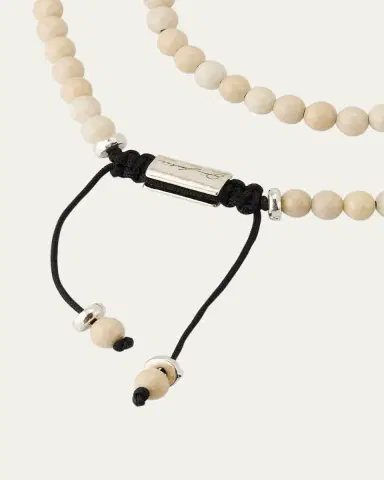 Jan Leslie Men's Bone Beaded Wrap Bracelet with Sterling Silver | Thumbnail 4
