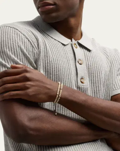 Jan Leslie Men's Bone Beaded Wrap Bracelet with Sterling Silver | Thumbnail 5