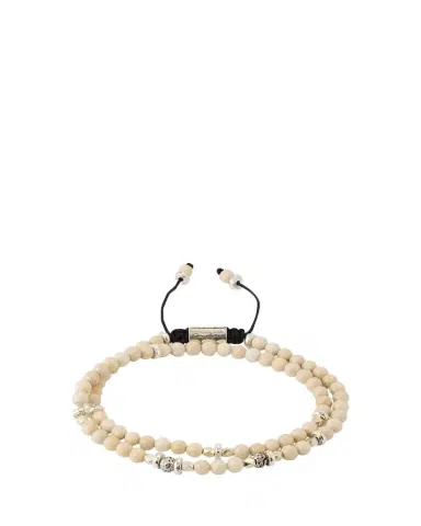Jan Leslie Men's Bone Beaded Wrap Bracelet with Sterling Silver | Thumbnail 1