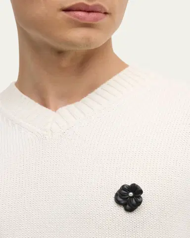 Jan Leslie Men's Matte Black Flower Lapel Pin | Thumbnail 2