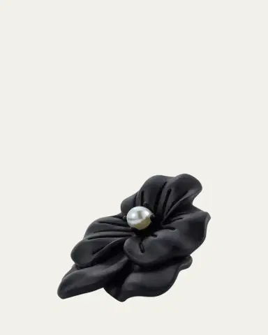 Jan Leslie Men's Matte Black Flower Lapel Pin | Thumbnail 3