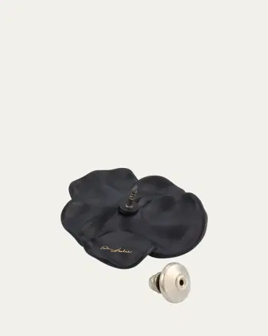 Jan Leslie Men's Matte Black Flower Lapel Pin | Thumbnail 4