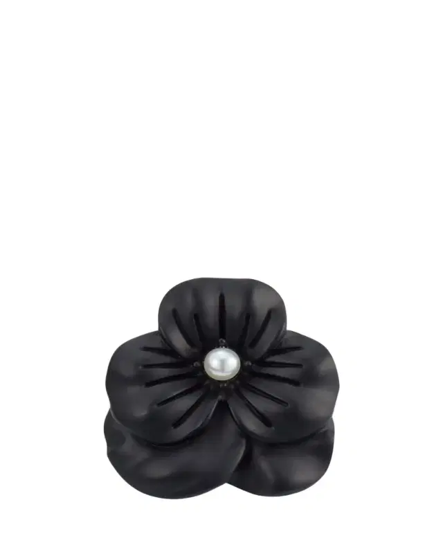 Jan Leslie Men's Matte Black Flower Lapel Pin