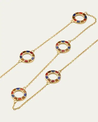 Jan Leslie Lapis, Tigers Eye, and Carnelian Dash Five Circle Station Necklace | Thumbnail 3 Jan Leslie Lapis, Tigers Eye, and Carnelian Dash Five Circle Station Necklace | Thumbnail 3