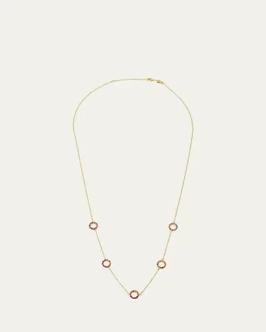 Jan Leslie Lapis, Tigers Eye, and Carnelian Dash Five Circle Station Necklace | Thumbnail 1 Jan Leslie Lapis, Tigers Eye, and Carnelian Dash Five Circle Station Necklace | Thumbnail 1