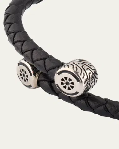 Jan Leslie Men's Braided Leather Bracelet with Enamel Race Car | Thumbnail 4