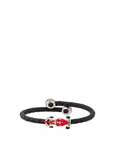 Jan Leslie Men's Braided Leather Bracelet with Enamel Race Car | Thumbnail 1