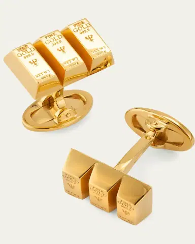 Jan Leslie Men's 18K Gold Vermeil Bullion Bar Cufflinks | Thumbnail 3
