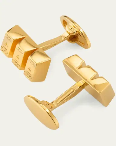 Jan Leslie Men's 18K Gold Vermeil Bullion Bar Cufflinks | Thumbnail 4
