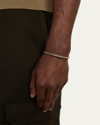 Jan Leslie Men's Twist Rope Sterling Silver Cuff Bracelet | Thumbnail 2