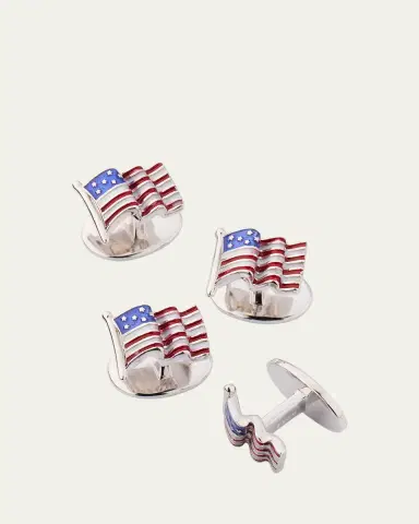Jan Leslie Men's American Flag Tuxedo Studs | Thumbnail 4