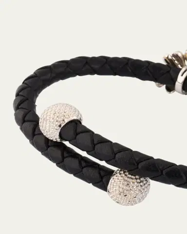 Jan Leslie Men's Braided Leather Bracelet with Enamel Golf Bag | Thumbnail 4